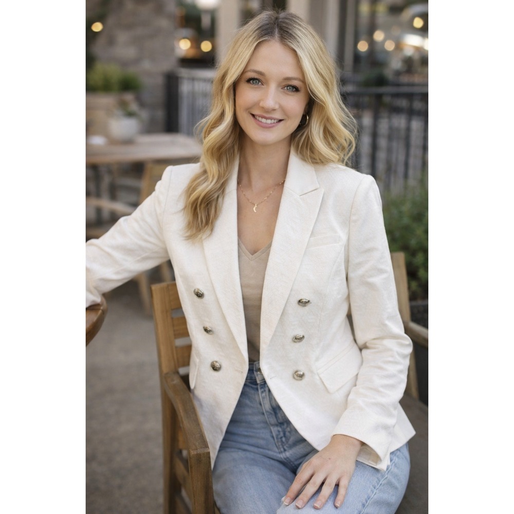NWT White House Black Market Women's Textured Cotton Blend Blazer Jacket Size 2